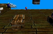 Mario deftly passes obstacles on the airship.