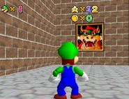 Sap star bow.png (1.31 MB) Room behind the star door containing a Bowser painting, which softlocks the game.