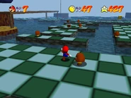 Goombas are wondering around.