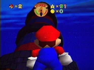 Mario staring up at the lighthouse.