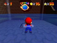 Mario facing the spawn point.