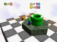 The ? block is behind the pipe in this version.