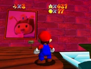 Mario observes the Honey Queen painting and sign.