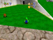 Sign bearing placeholder text placed nearby the engraving of a door.