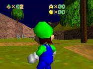 Trees and pits in the ground.