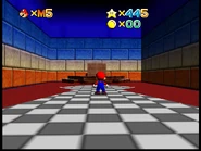 Room with a strange wood object.