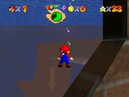 Mario gazes through the window.