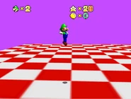 Luigi spinning in mid-air.
