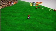 Mario in the spawn area of the grassy state.