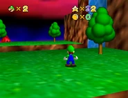 Luigi on the distant island.