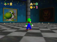 The Yoshi painting leads to Tall, Tall Mountain and the LLL painting leads to Fire Bubble (B-Roll).