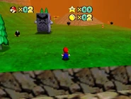 The land on the right side of the river.