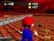 The top of the structure in the red section.