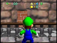 Bricked over doorway in the wall.