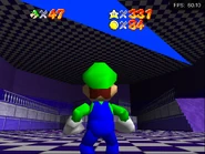 Occasional polygonal glitch visible on the ceiling.