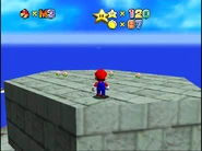 The star on top of the fortress.