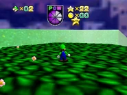 The star at the top of the tree.