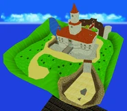 An aerial view of the castle as shown in a level editor.