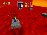 Blocks floating on the lava arranged like a challenge.