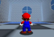 Mario in the dry section of the Fish Tank.