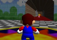 Peach's ghost moving down the corridor.