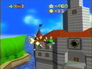 Luigi flying through the area.