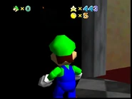 An unreachable door far out of bounds, barely visible from the mirror room.