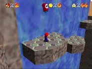 Mario in front of the waterfall.