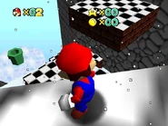 The platforms leading to the pipe.