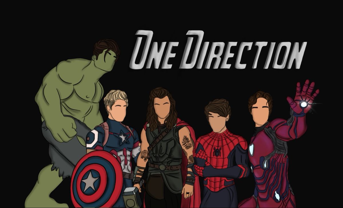 one direction superheroes drawing
