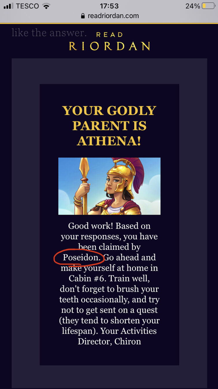 Percy Jackson~ Who is your godly parent?