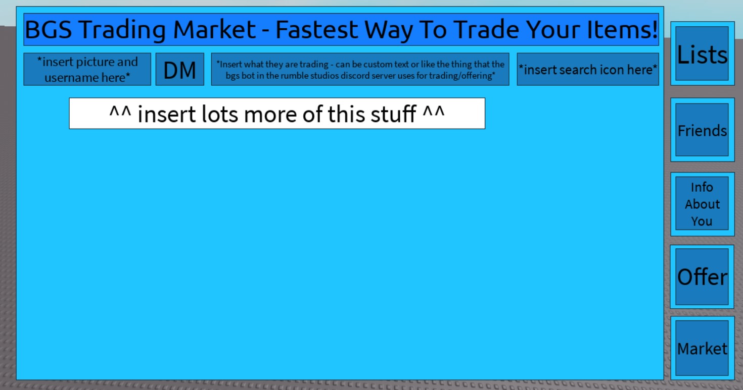 New Idea Bgs Trading Market Fandom - roblox rumble studios discord