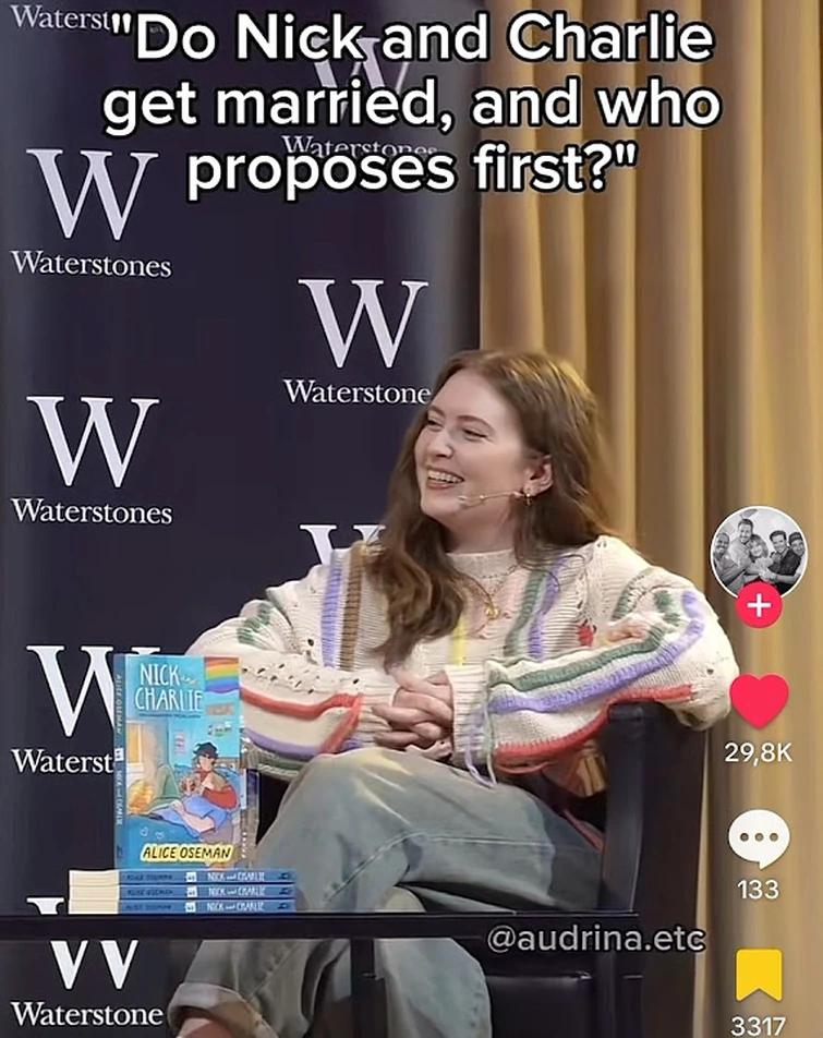 “Do Nick and Charlie get married, and who proposes first?” (this is from @audrina.etc on tiktok