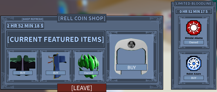CODE] Shindo Life Rell Coin Shop Bloodlines + Stock 2