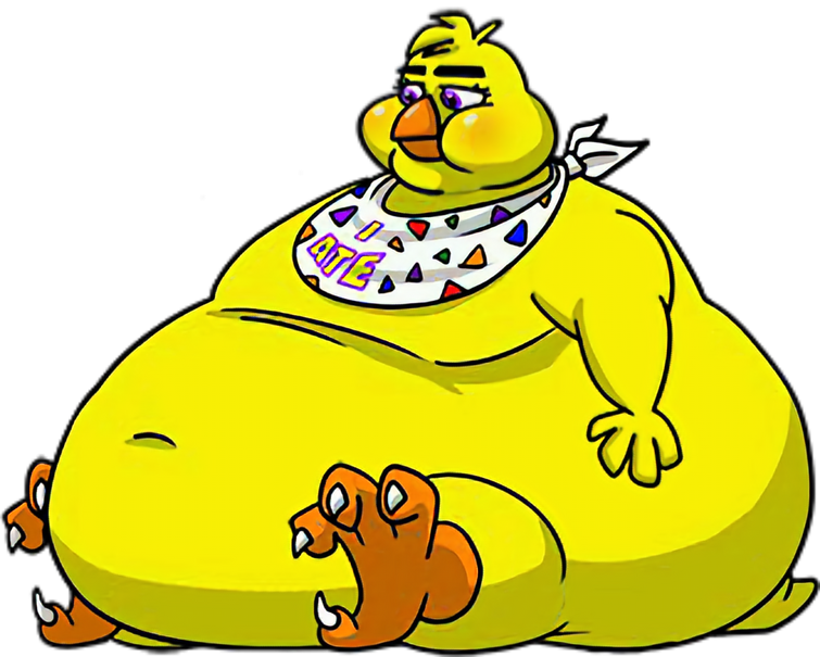 Already eaten. Already ate chica. Fat FNAF.