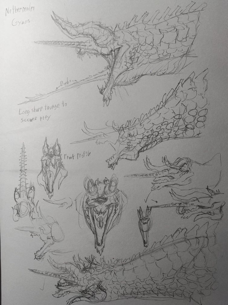 Netherrealm Gyaos Head Sketches | Fandom