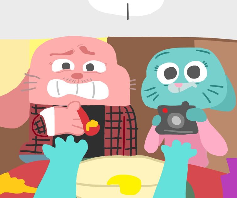 Ask AI: Write me a story where Gumball and Nicole Watterson and Gumball  begins to slowly think he is Nicole but then switches back before its too  late.