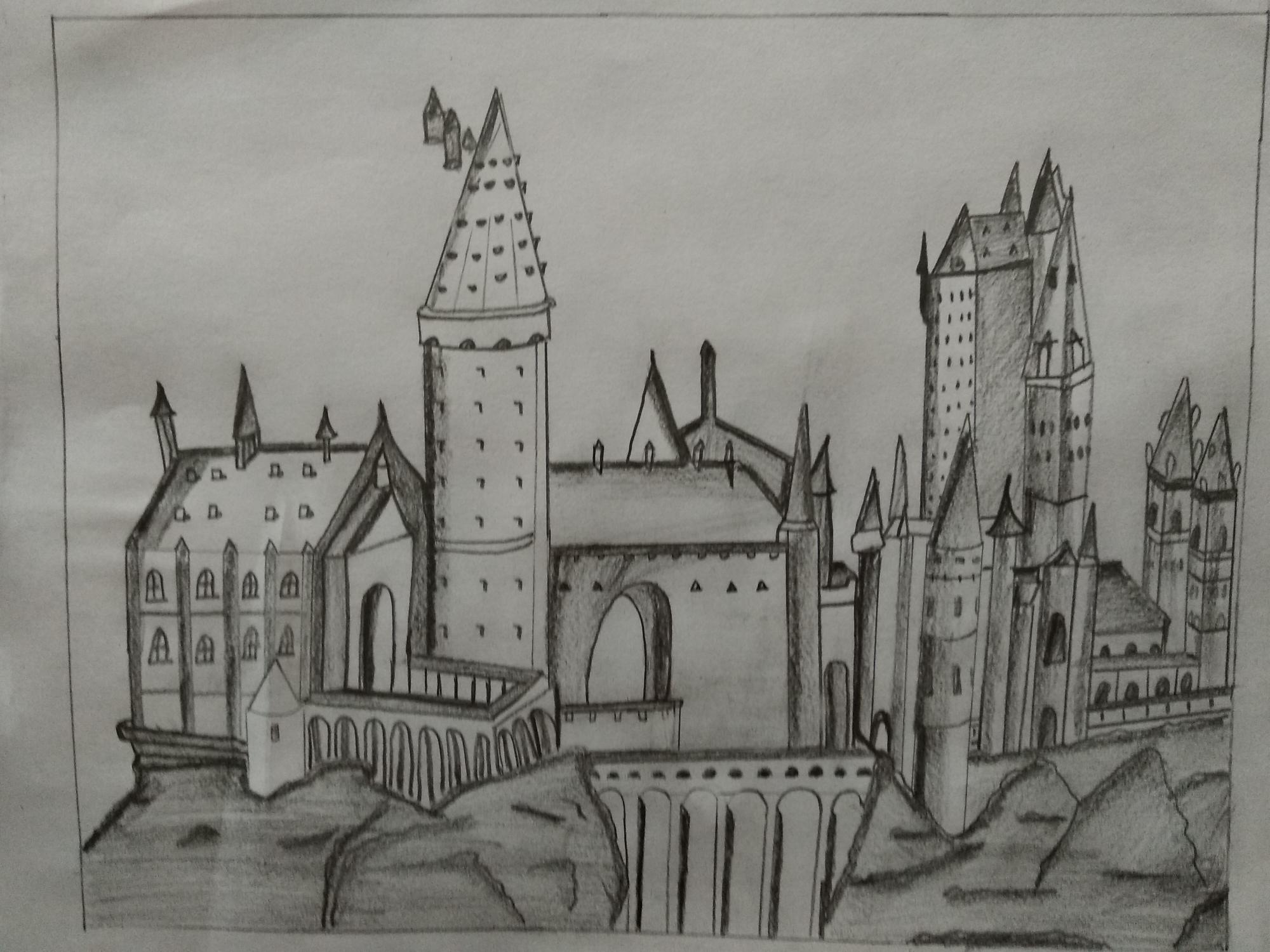 An attempt to draw Hogwarts 🙂 Fandom