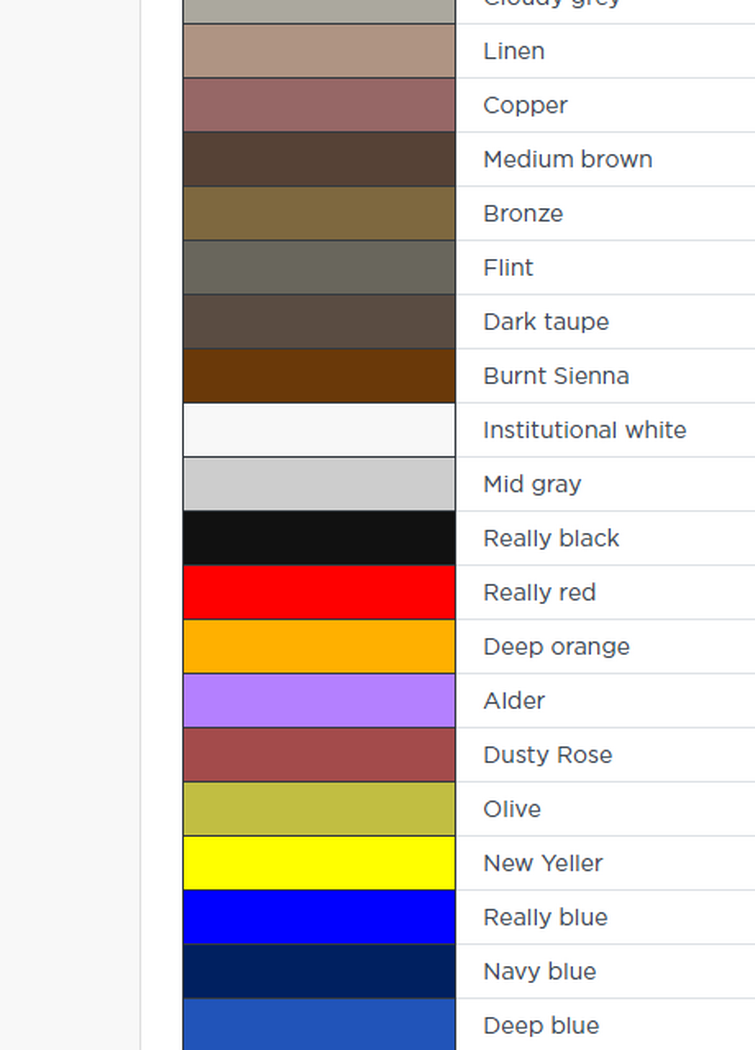 Roblox Color Codes: In Other Words Brick Colors 