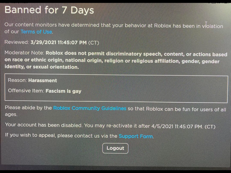 Roblox Ban Fandom - roblox wikia ban