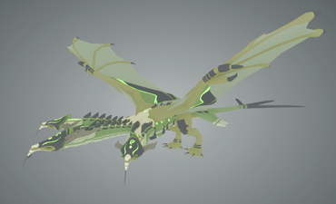 Creatures of sonaria sar'hingaro three headed hydra dragon in a green toxic  wasteland