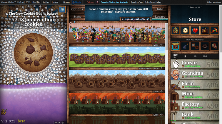 I left cookie clicker out for a while, and I opened chrome to see