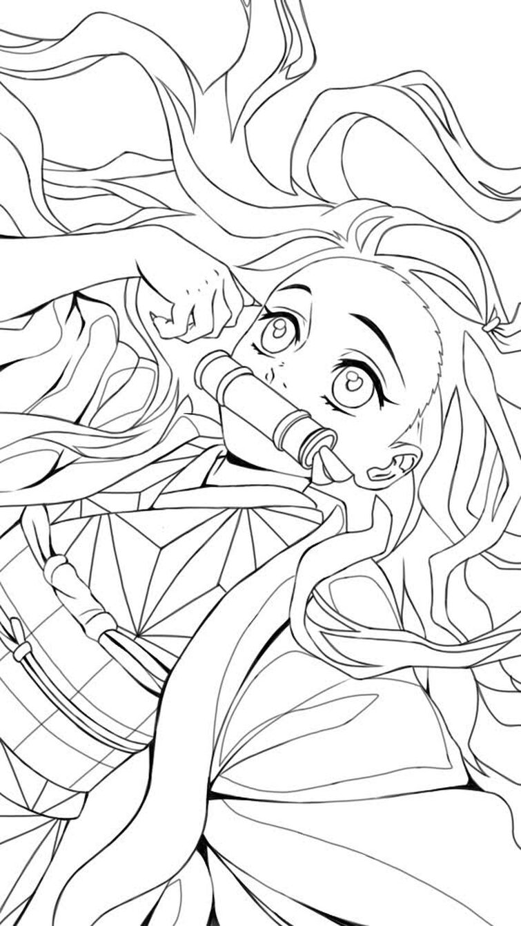 Anime Coloring Page Of Tanjiro And Nezuko (Demon Slayer)