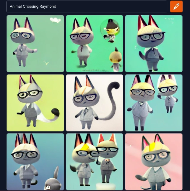 Give me Animal Crossing characters so I can search them up on Craiyon