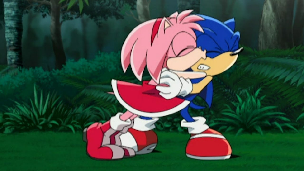 sonic and amy hugging sonic x