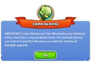 The first Camo Bloon warning in BTD6.