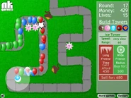 Ice Tower base range and freezing some bloons