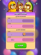 End-of-event rewards screen with player freeloading