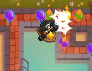 Hot Shot Buccaneer with ignited bloons including Purples