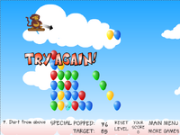 The "Try Again" warning after not popping the required number of bloons, which then restarts the level